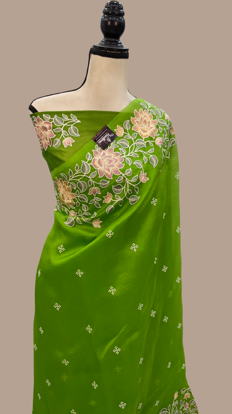 Pure Organza Chikankari Handloom Banarasi Saree - The Handlooms