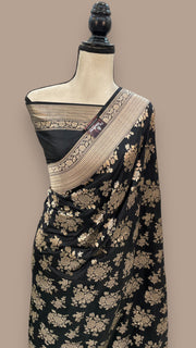 Pure Katan Silk Banarasi Handloom Saree - All over jaal work - The Handlooms