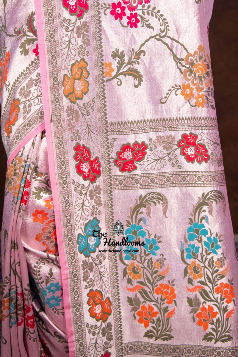 Pure Tussar Georgette Brocade Handloom Banarasi Saree - The Handlooms