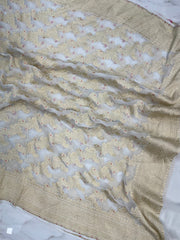 Pure Khaddi Georgette Dupatta - water zari - The Handlooms