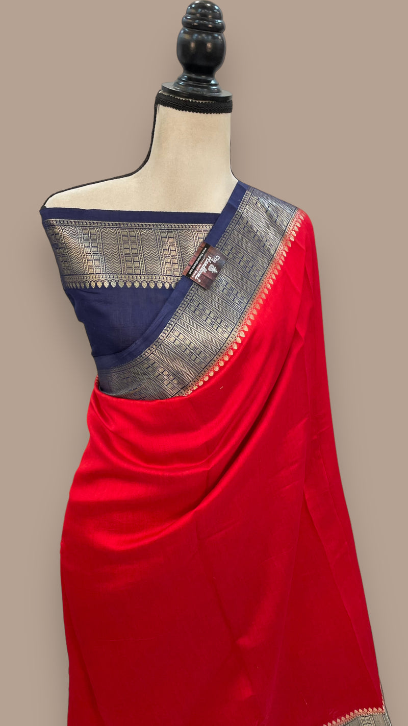 Pure Chiniya Silk Khaddi Handloom Banarasi Saree - The Handlooms