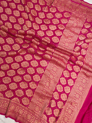 Pure Georgette Banarasi Bandhej Handloom Dupatta - The Handlooms