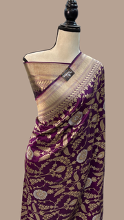 Pure Katan Silk Banarasi Handloom Saree - All over Sona Roopa Jaal work - The Handlooms