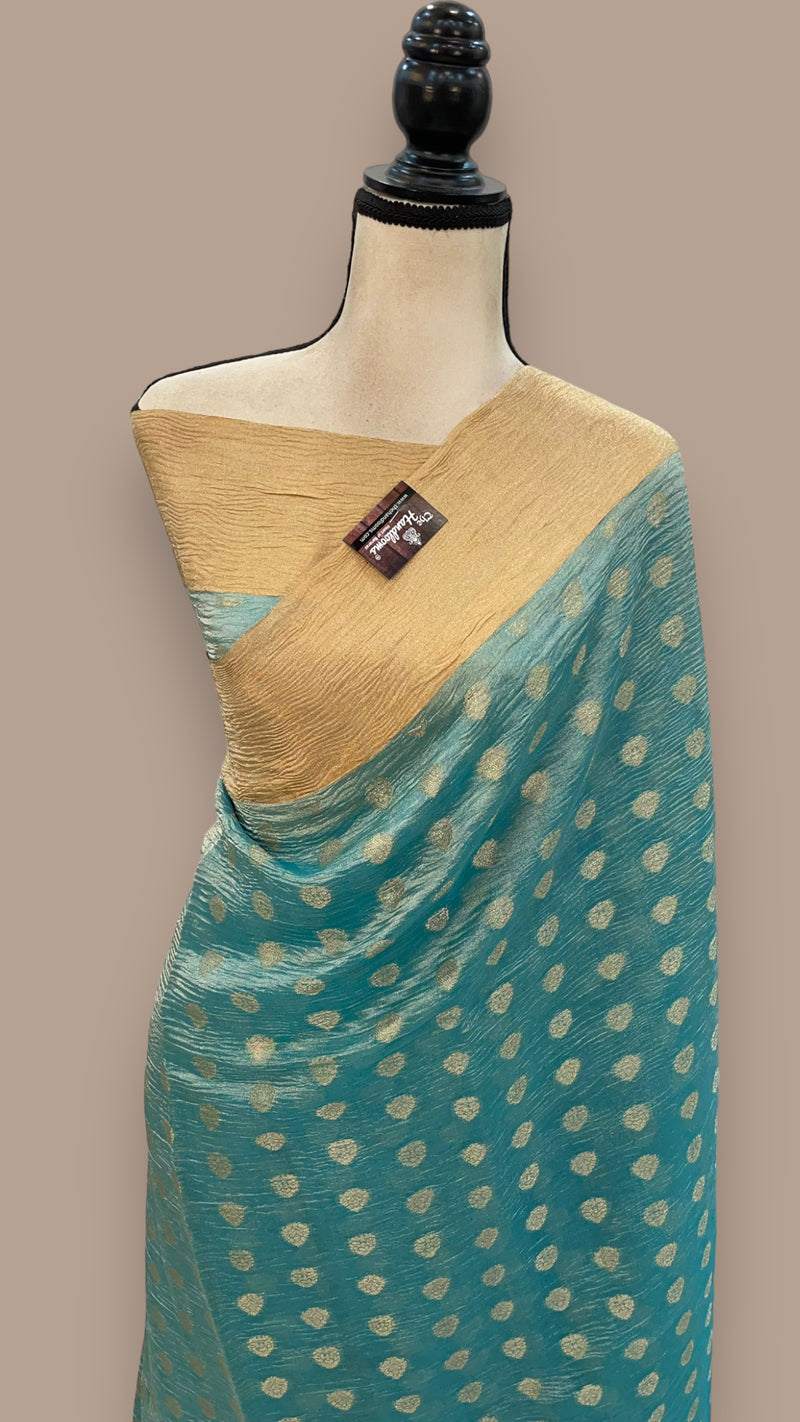 Pure Kora Tissue Crush Handloom Banarasi Saree - The Handlooms