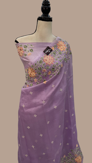 Pure Organza Chikankari Handloom Banarasi Saree - The Handlooms