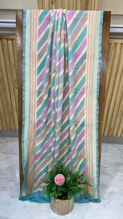 Pure Khaddi Georgette Dupatta - water zari - The Handlooms