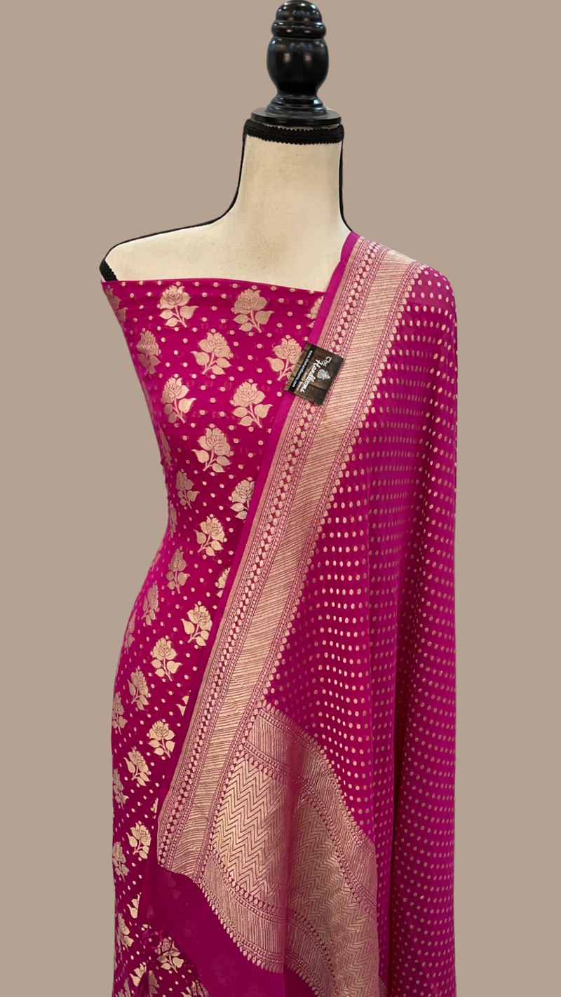 Pure Khaddi Georgette Banarasi Dress material - The Handlooms