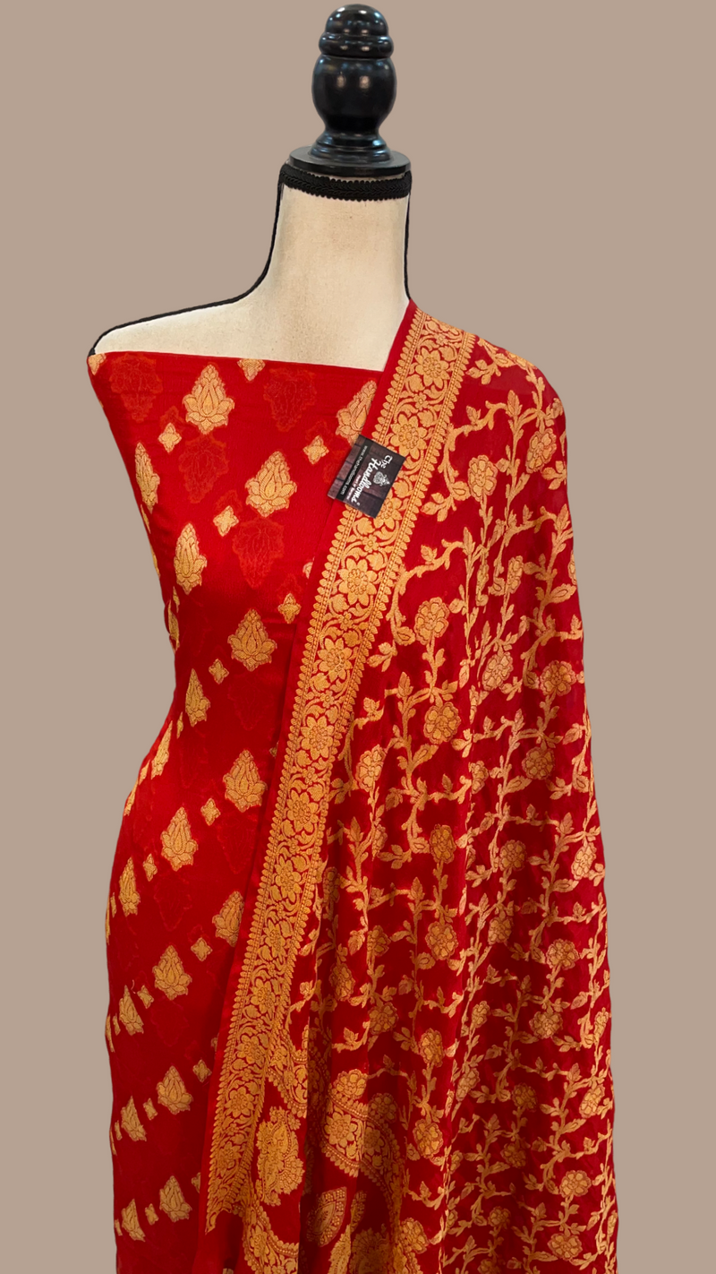 Pure Chiffon Khaddi Banarasi Dress material - The Handlooms