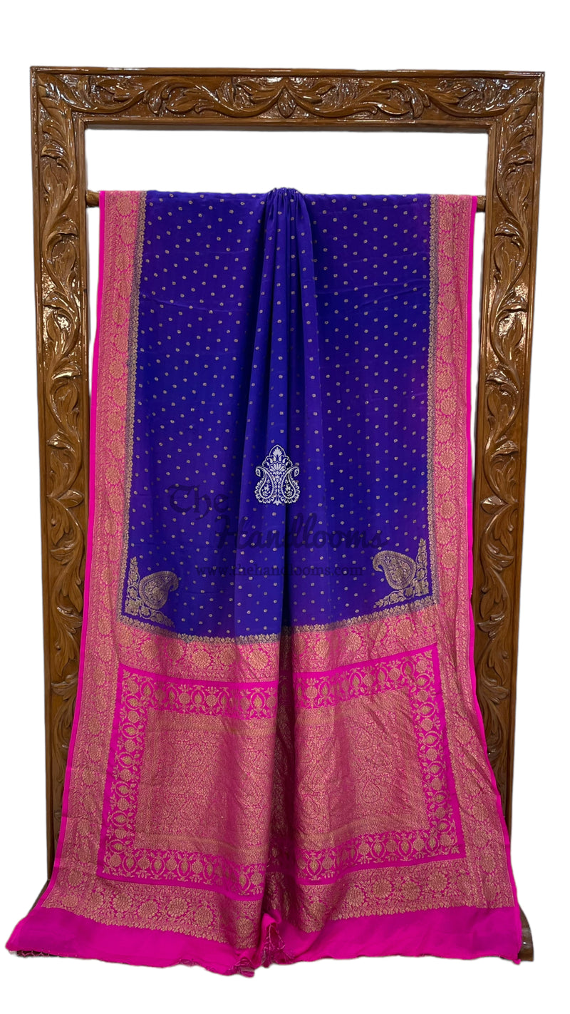Khaddi Crepe Georgette Banarasi Saree -  Antique zari - The Handlooms
