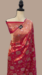 Katan Silk Banarasi Handloom Saree - All over Sona Roopa Jaal work - The Handlooms