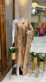 Pure Cotton Banarasi Dress material with digital Print - The Handlooms