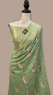 Pure Dupion Silk Banarasi Saree - Gold Zari - The Handlooms
