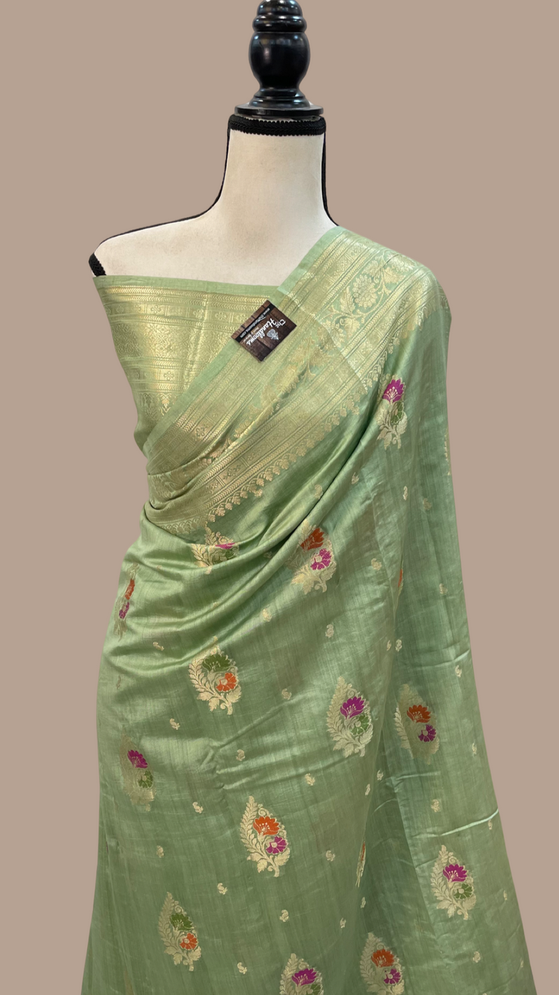 Pure Dupion Silk Banarasi Saree - Gold Zari - The Handlooms
