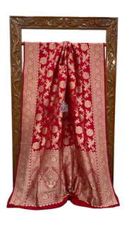 Pure Katan Silk Banarasi Handloom Saree - All Over Jaal Work - The Handlooms