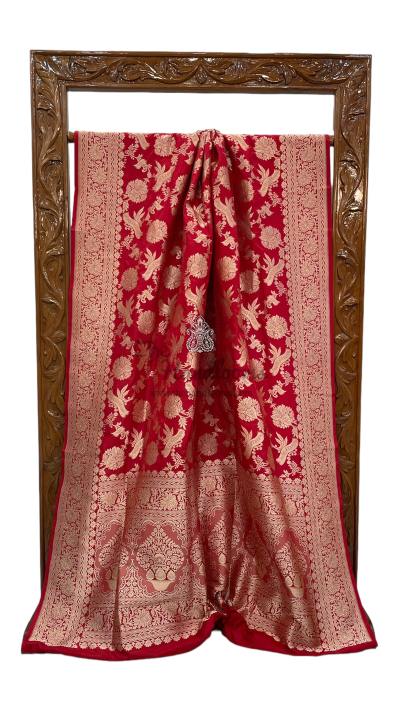 Pure Katan Silk Banarasi Handloom Saree - All Over Jaal Work - The Handlooms