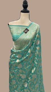 Pure Katan Silk Banarasi Handloom Saree - All Over Sona Roopa Jaal Work - The Handlooms
