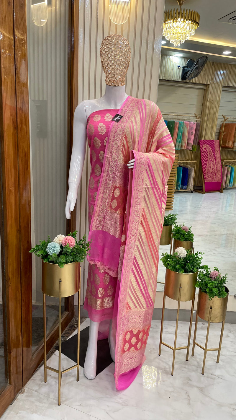 Khaddi Georgette Handlooms Banarasi Dress material - The Handlooms
