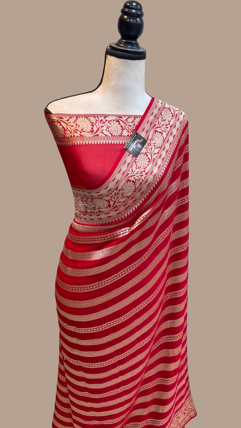 Khaddi Georgette Handloom Banarasi Saree - The Handlooms
