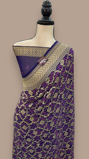 Pure Georgette Banarasi Bandhej Handloom Saree - The Handlooms