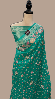 Pure Organza Chikankari Handloom Banarasi Saree - The Handlooms