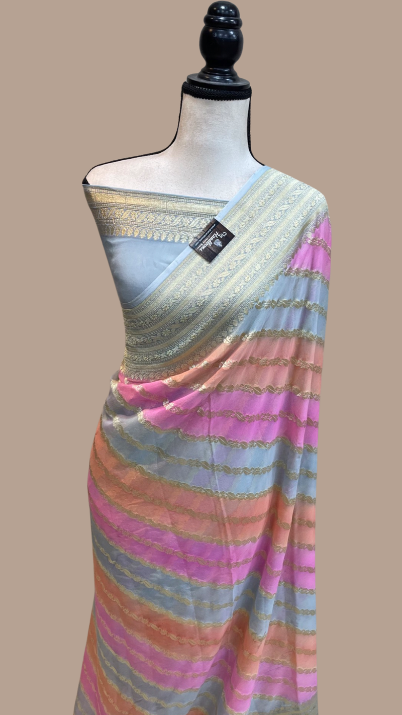 Rangkat Khaddi Georgette Handloom Banarasi Saree - The Handlooms