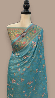 Tussar Silk Handloom Banarasi Saree With Chikankari - The Handlooms