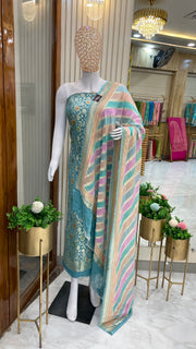 Pure Khaddi Georgette Banarasi Dress material - The Handlooms