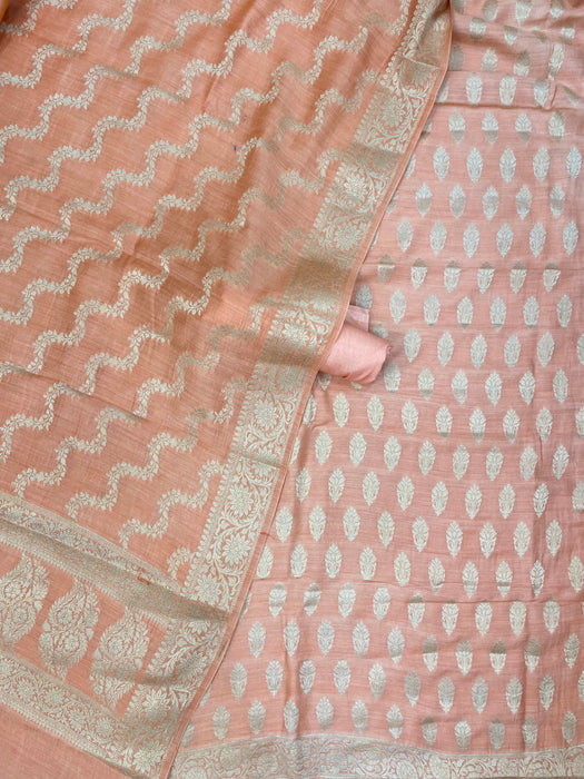 Pure Moonga Silk Banarasi Handloom Dress material