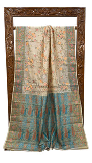 Tussar Silk Handloom Banarasi Saree With Chikankari - The Handlooms