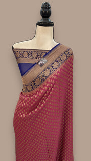 Khaddi Georgette Handloom Banarasi Saree -  Antique zari - The Handlooms