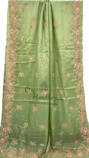 Tussar Silk Handloom Banarasi Saree With Chikankari - The Handlooms