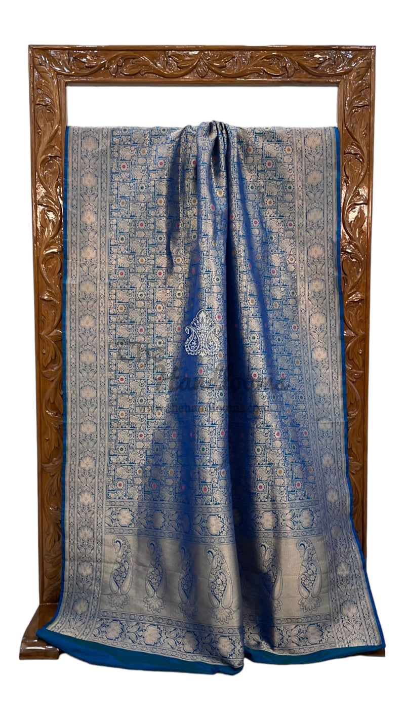 Pure Katan Silk Banarasi Handloom Saree - Tanchui Brocade With Meenakari - The Handlooms