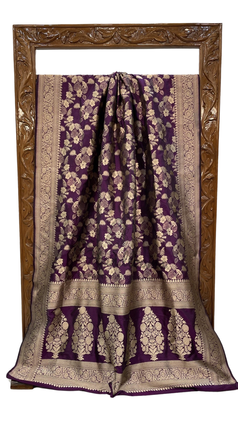 Pure Katan Silk Banarasi Handloom Saree - All over jaal work - The Handlooms