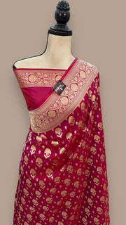 Pure Katan Silk Banarasi Handloom Saree - All over Jaal work - The Handlooms