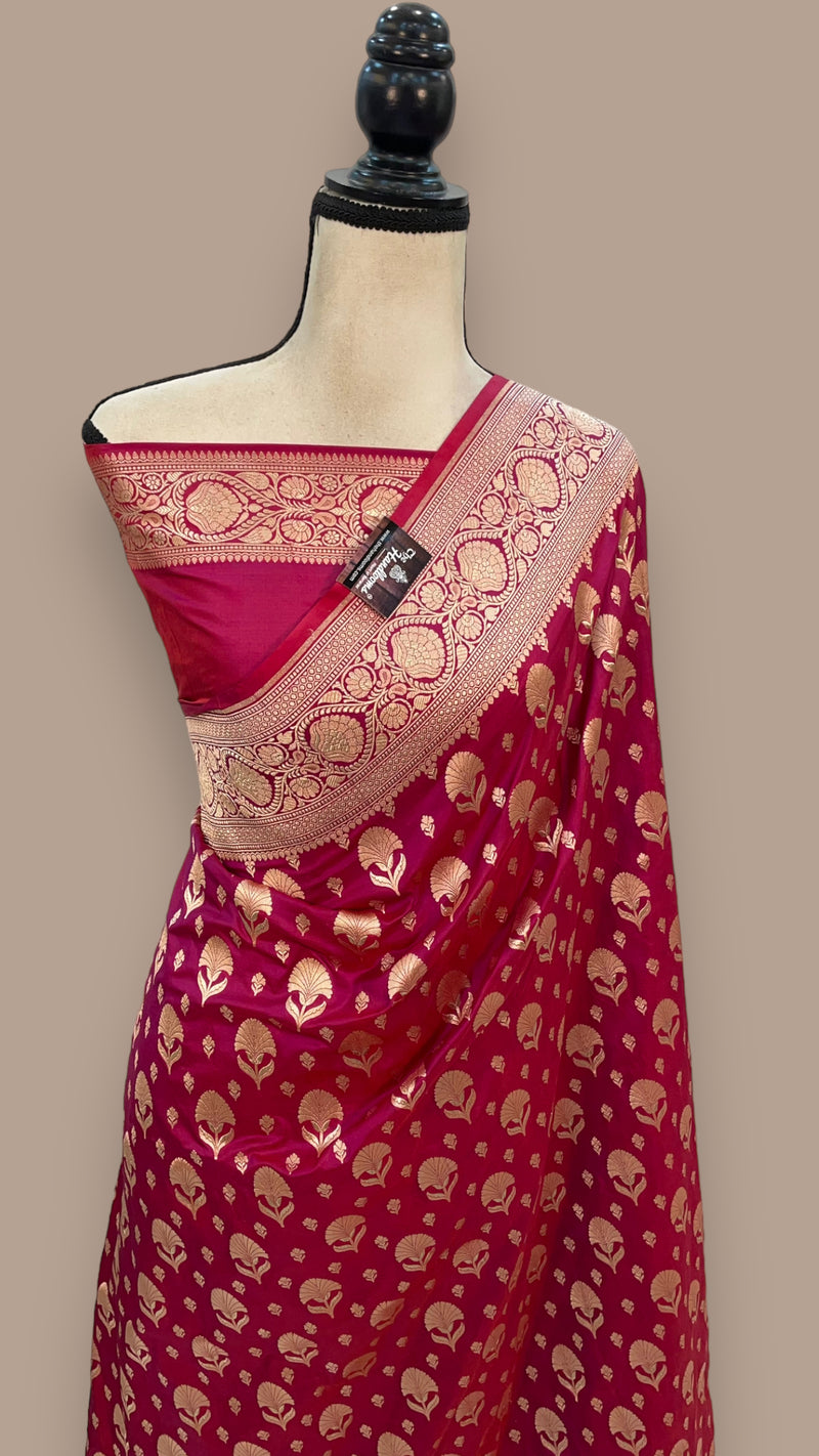 Pure Katan Silk Banarasi Handloom Saree - All over Jaal work - The Handlooms