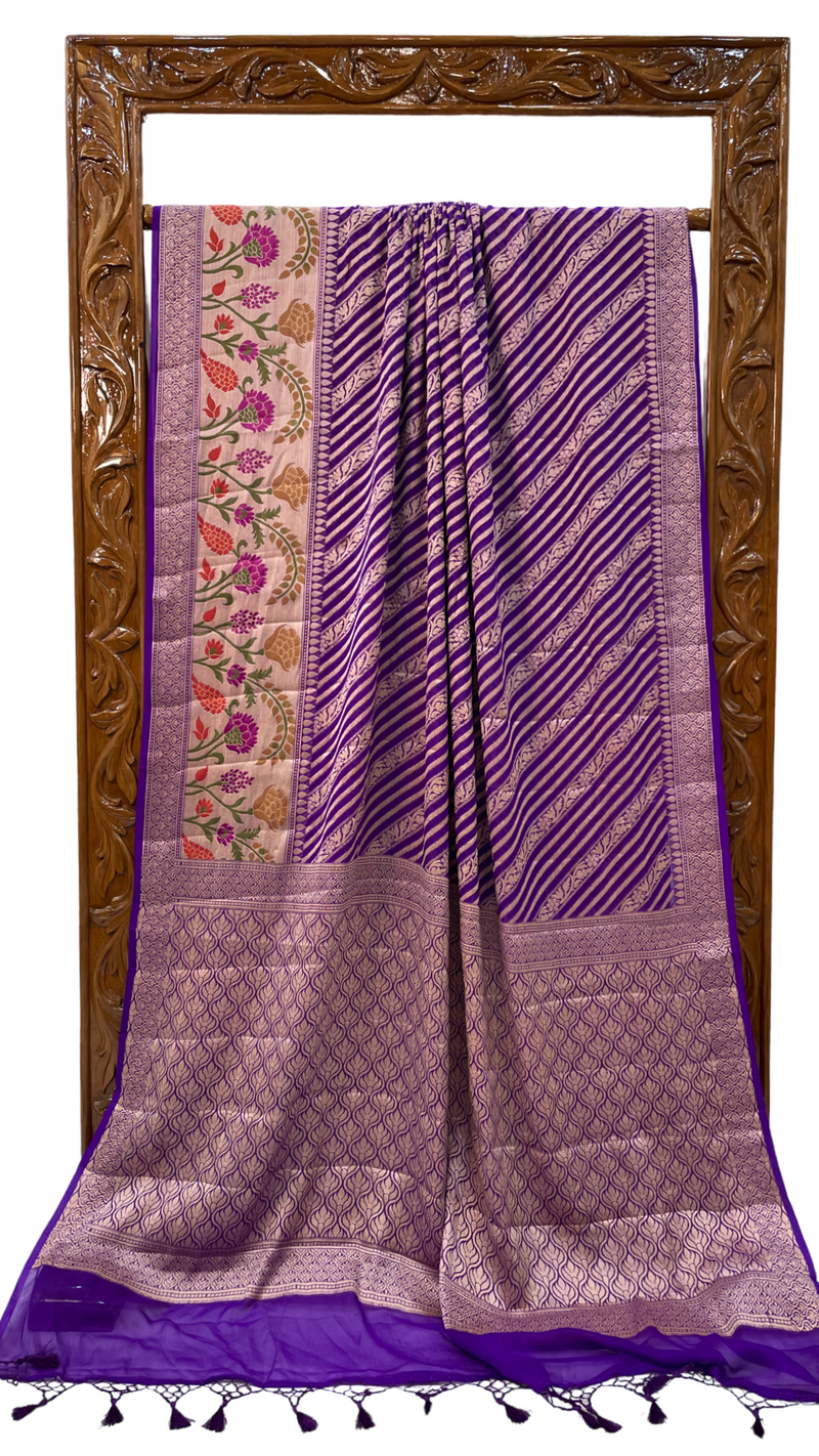 Pure Chiffon Khaddi Banarasi Saree - The Handlooms