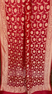 Pure Khaddi Georgette Dupatta - water zari - The Handlooms