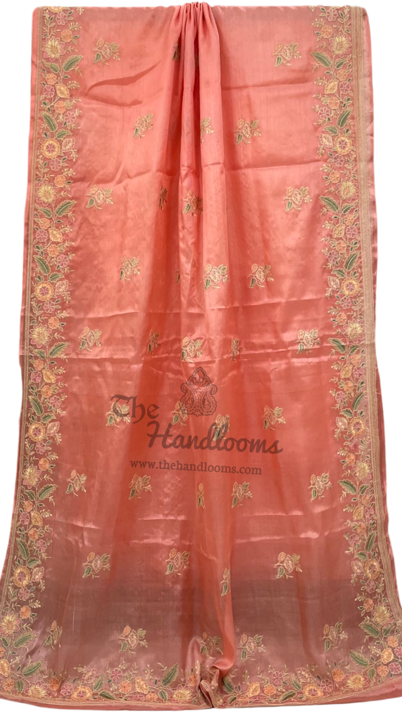 Tussar Silk Handloom Banarasi Saree With Chikankari - The Handlooms