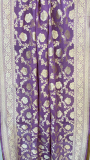 Pure Khaddi Georgette Dupatta - water zari - The Handlooms