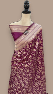 Pure Katan Silk Banarasi Handloom Saree - All over Jaal work - The Handlooms