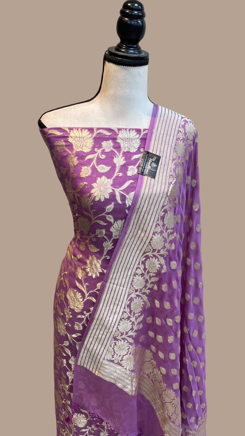 Pure Khaddi Georgette Banarasi Dress material - The Handlooms
