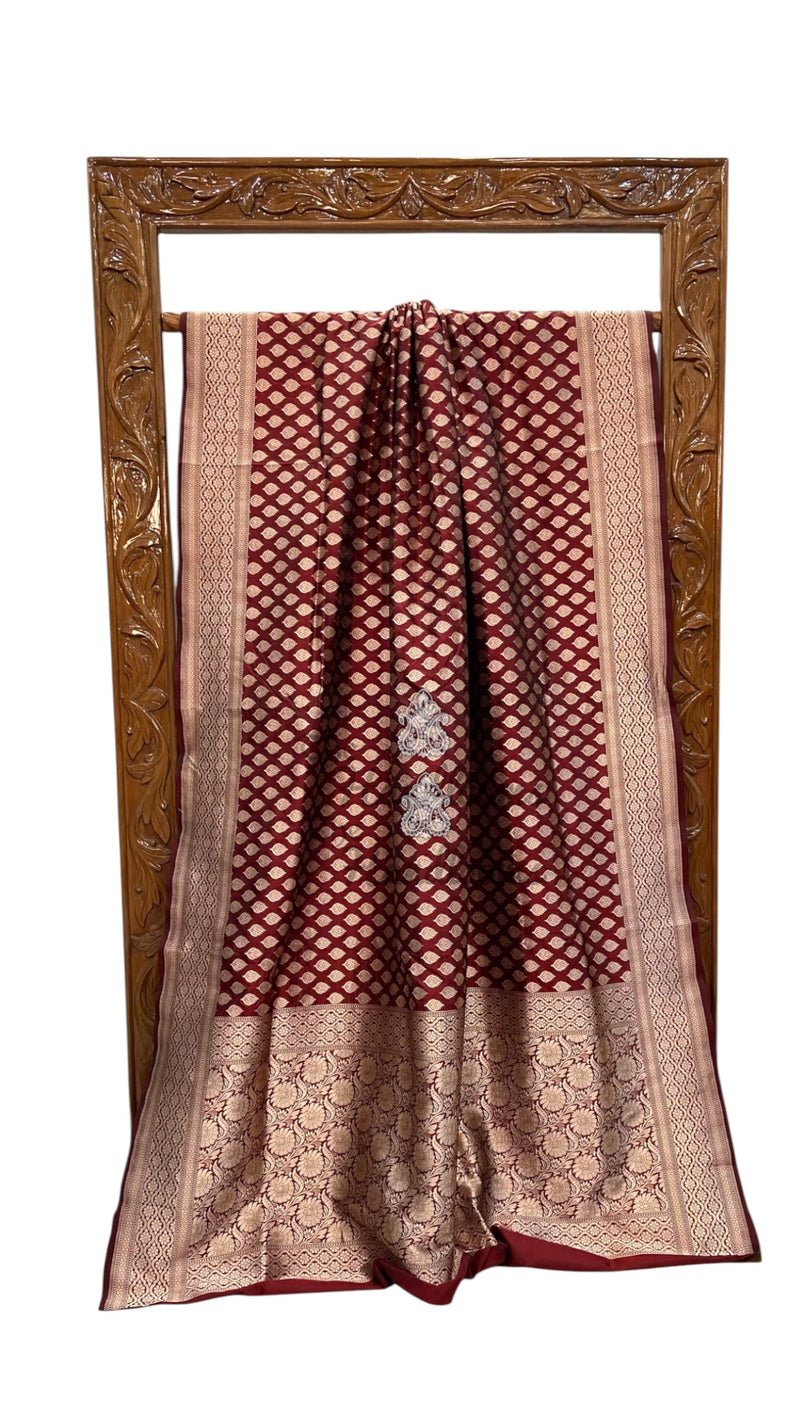 Pure Katan Silk Banarasi Handloom Saree - All Over Gold Zari Jaal Work - The Handlooms