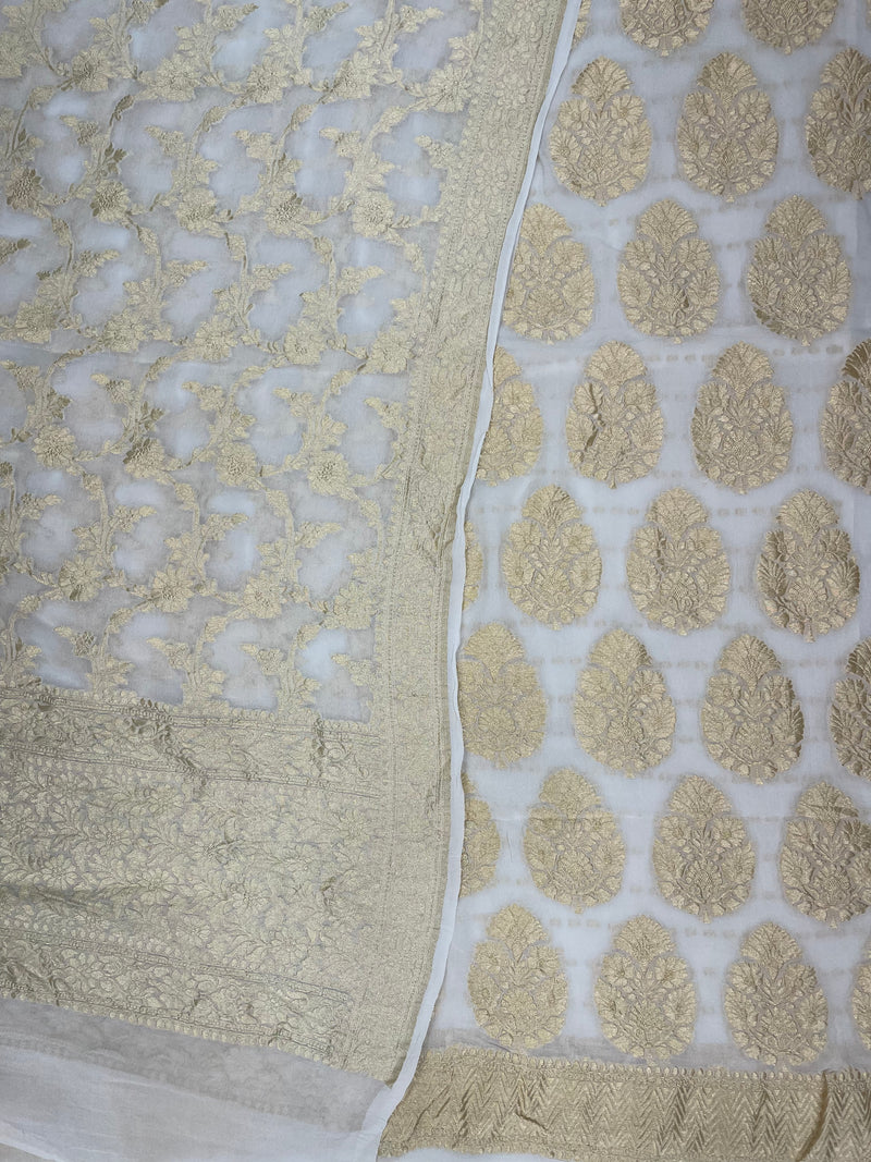 Pure Khaddi Georgette Banarasi Dress material - The Handlooms