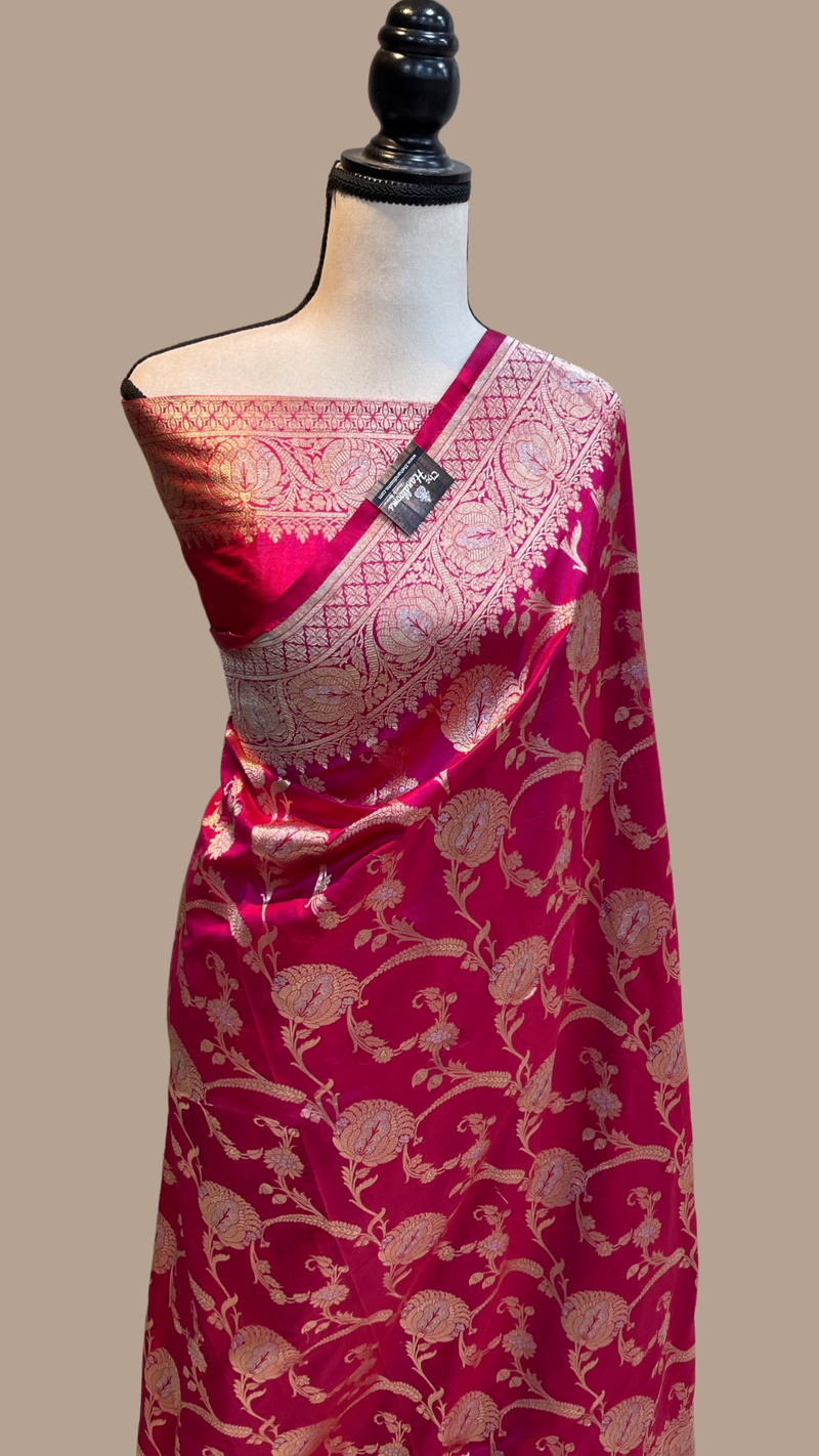 Pure Katan Silk Banarasi Handloom Saree - All over Sona Roopa Jaal work - The Handlooms