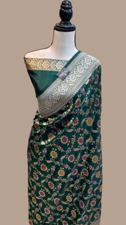 Pure Katan Silk Banarasi Handloom Saree - All over Jaal work with meenakari - The Handlooms