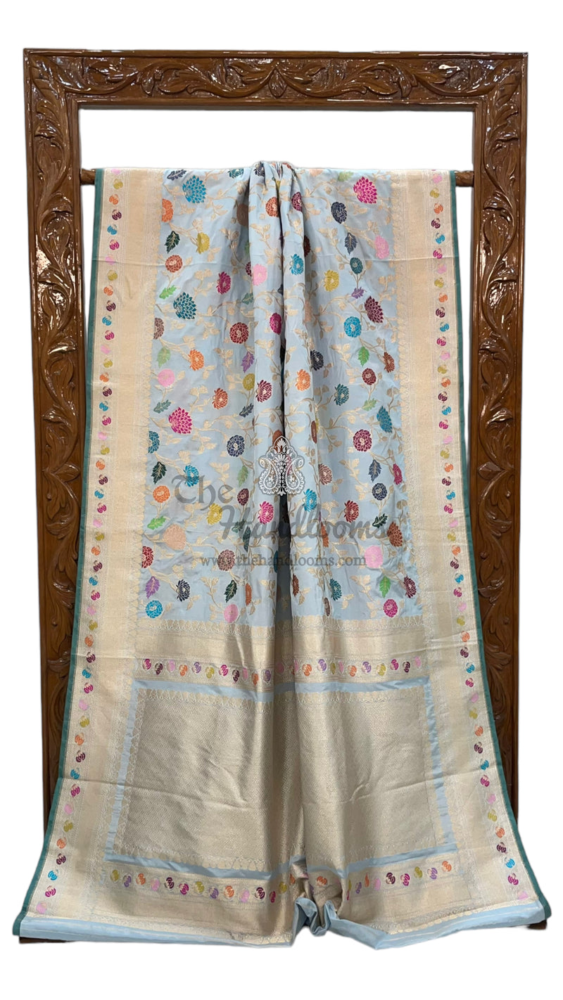 Ektara Pure Katan Silk Banarasi Handloom Saree - All over kadiyal Jaal work - The Handlooms