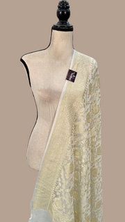 Pure Khaddi Georgette Dupatta - water zari - The Handlooms