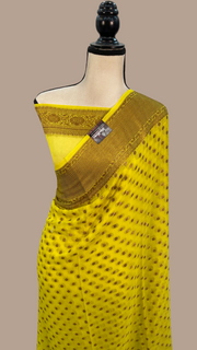 Yellow Pure Chiffon Khaddi Banarasi Saree - The Handlooms