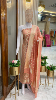 Khaddi Georgette Handlooms Banarasi Dress material - The Handlooms