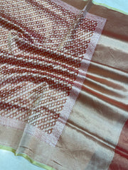 Pure Tissue Reshmi Zari Banarasi Brocade Handloom Saree - The Handlooms
